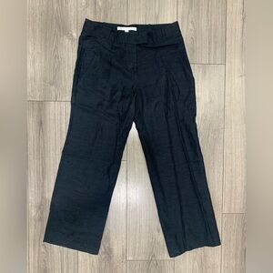 Veronica Beard Women's Ankle Pants Black‎ Wide Leg Linen Blend Size 2